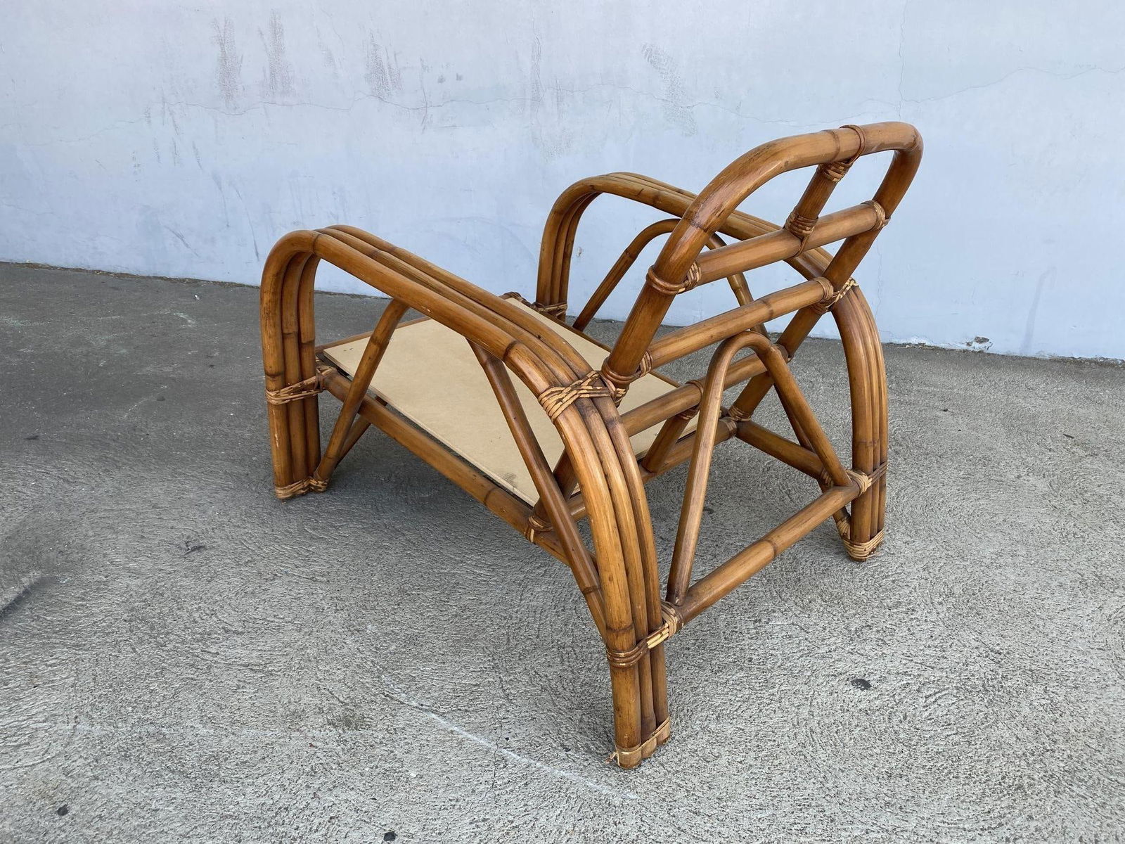 Restored Rattan Dark Stained Three-Strand "Staple" Arm Lounge Chair - 20