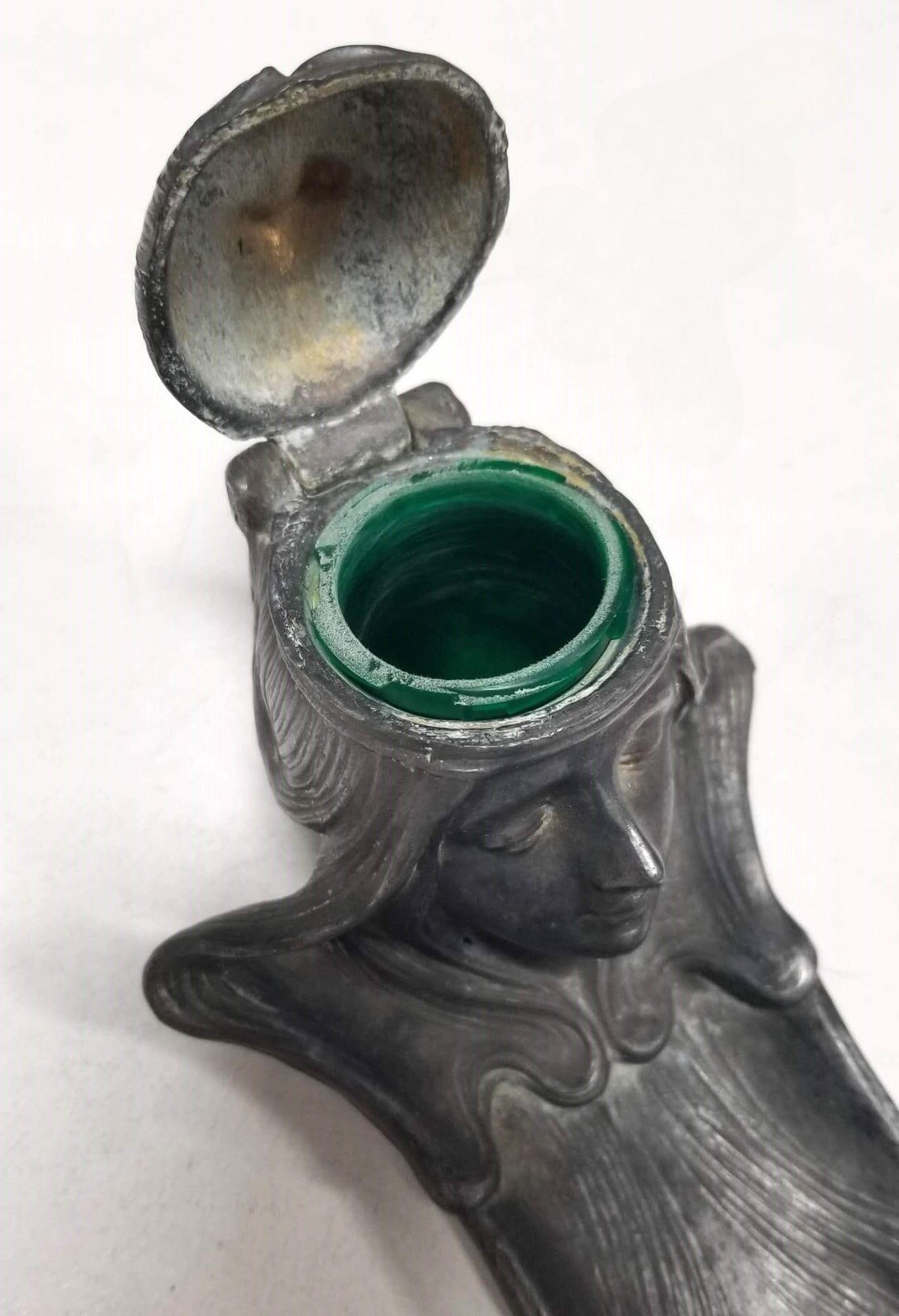 Early Century Art Nouveau Ink Well and Pen Holder - 3