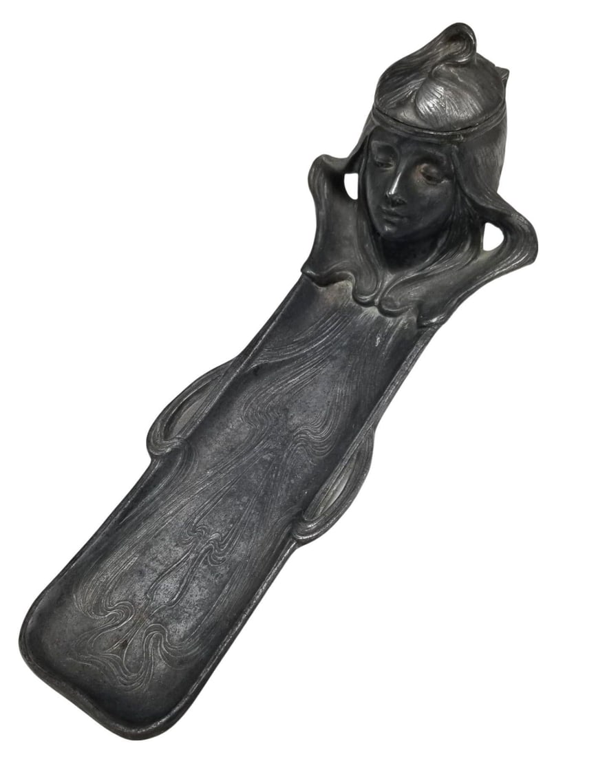 Early Century Art Nouveau Ink Well and Pen Holder - 9