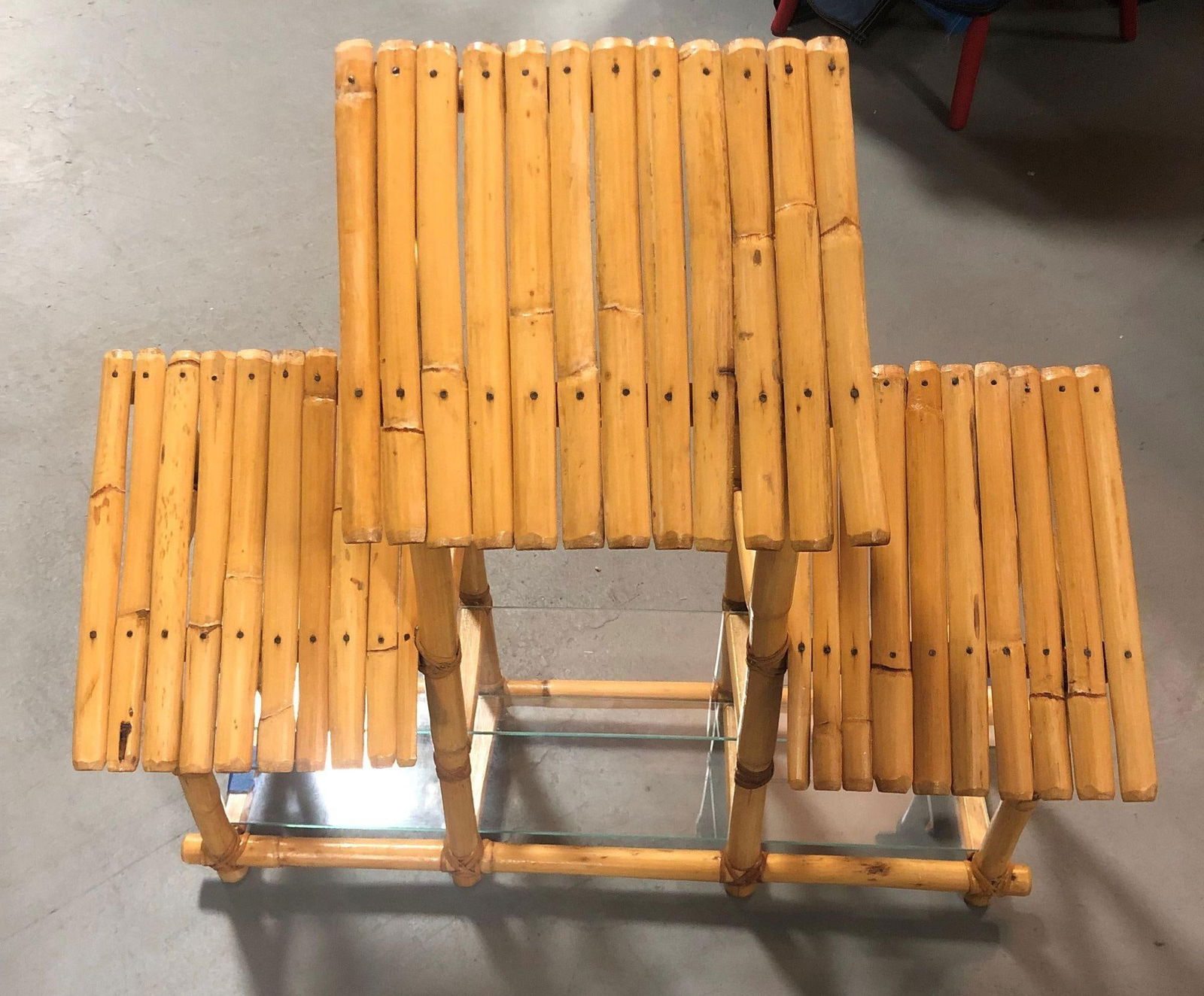 Restored Rattan & Bamboo 3 Tiered Wall Shelves - 16