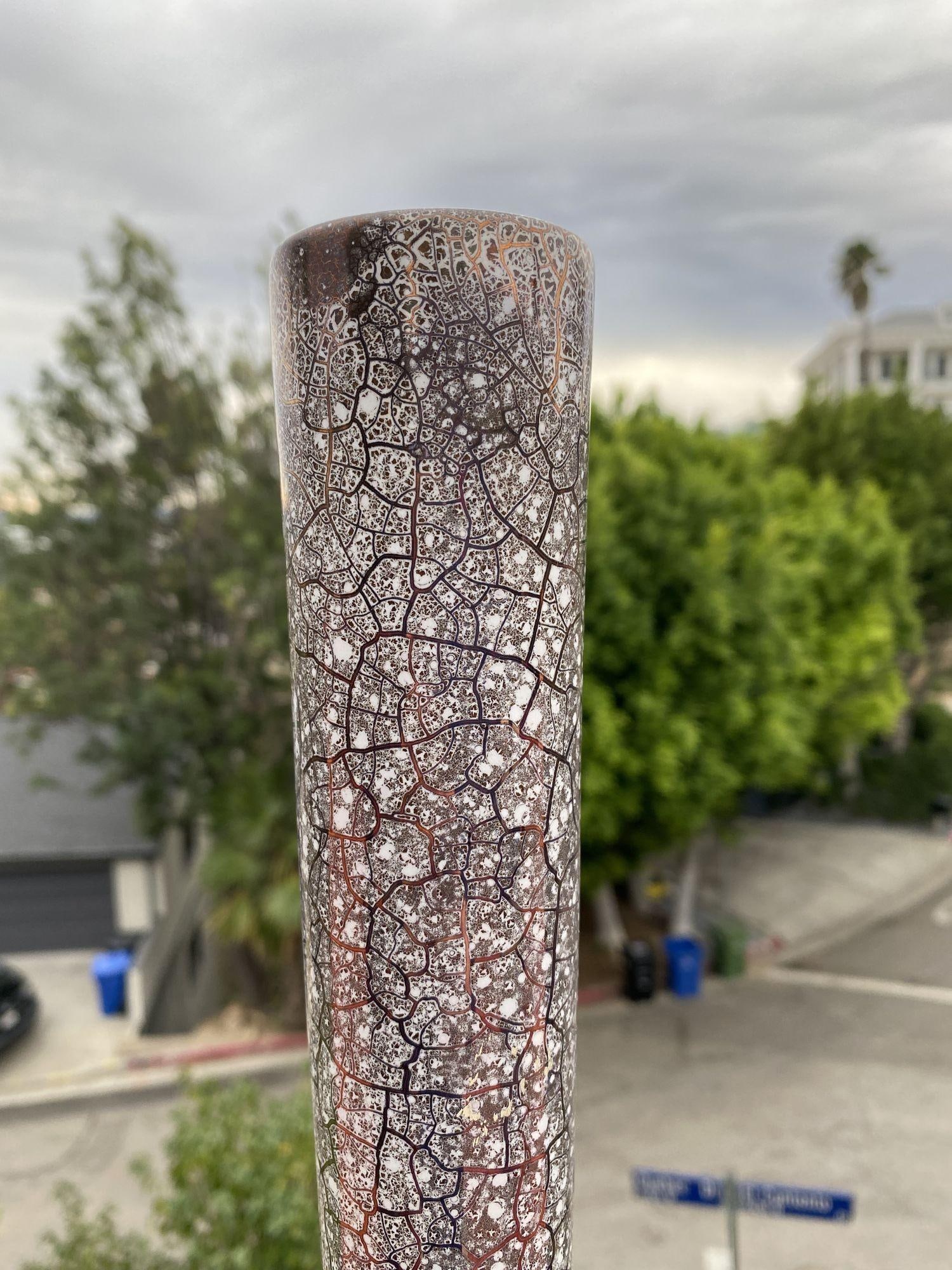 Large Mid Century Silver Crackle Vase by Royal Haeger - 2