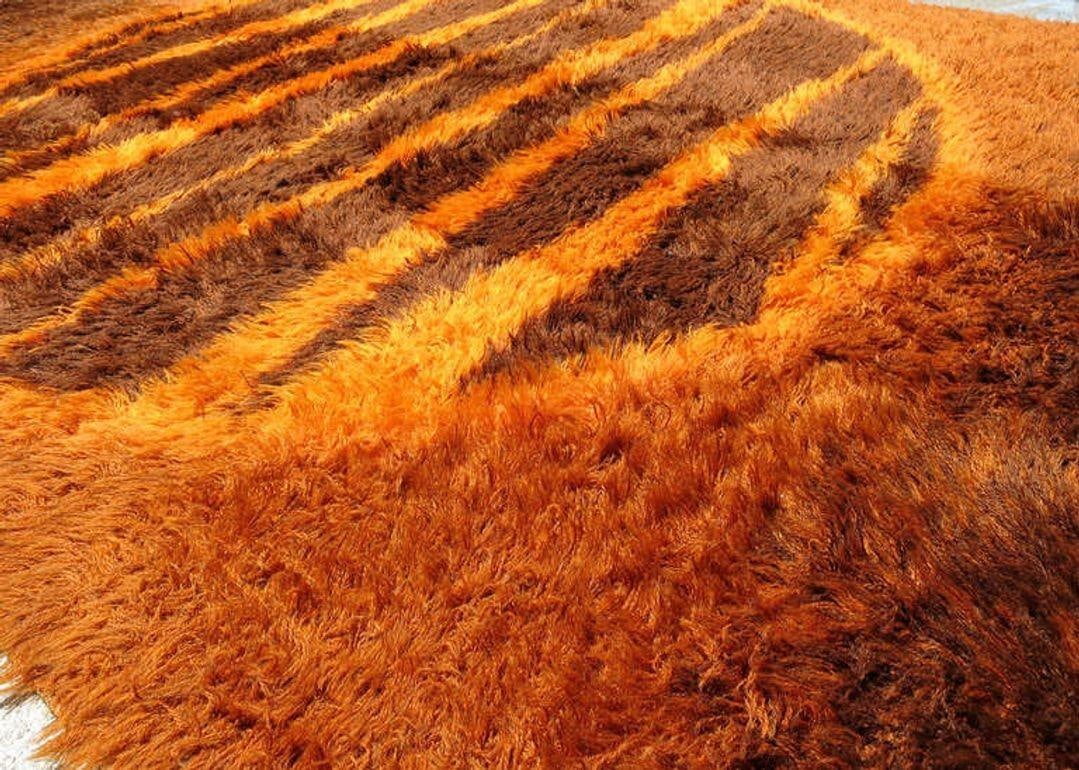 Supernova Shag Rug with Abstract Design, circa 1970 - 19