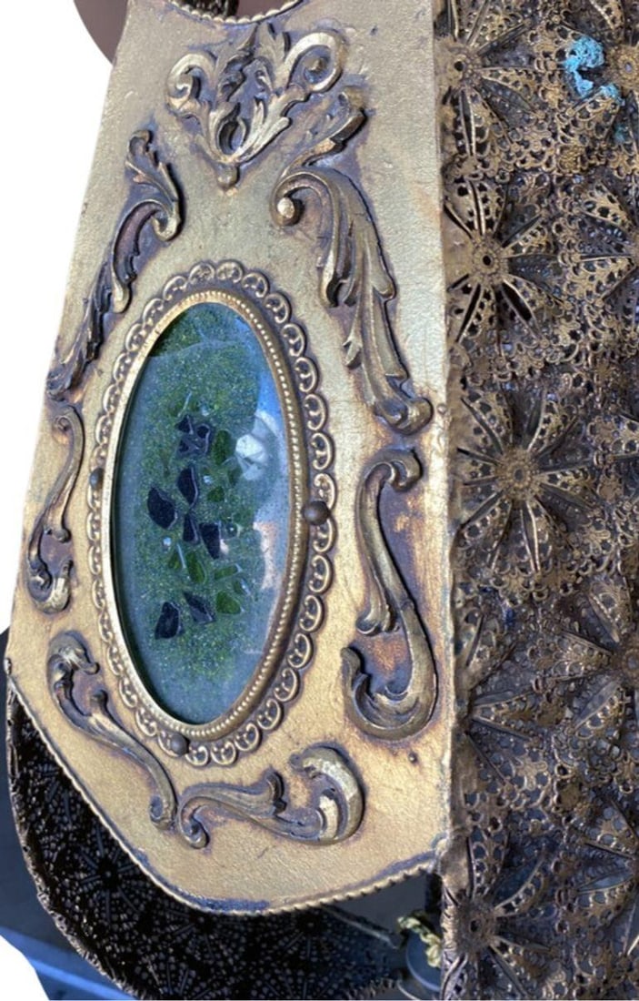 Hollywood Regency Jewel Prisms Filigree Pendant Light, Circa 1950 - 12