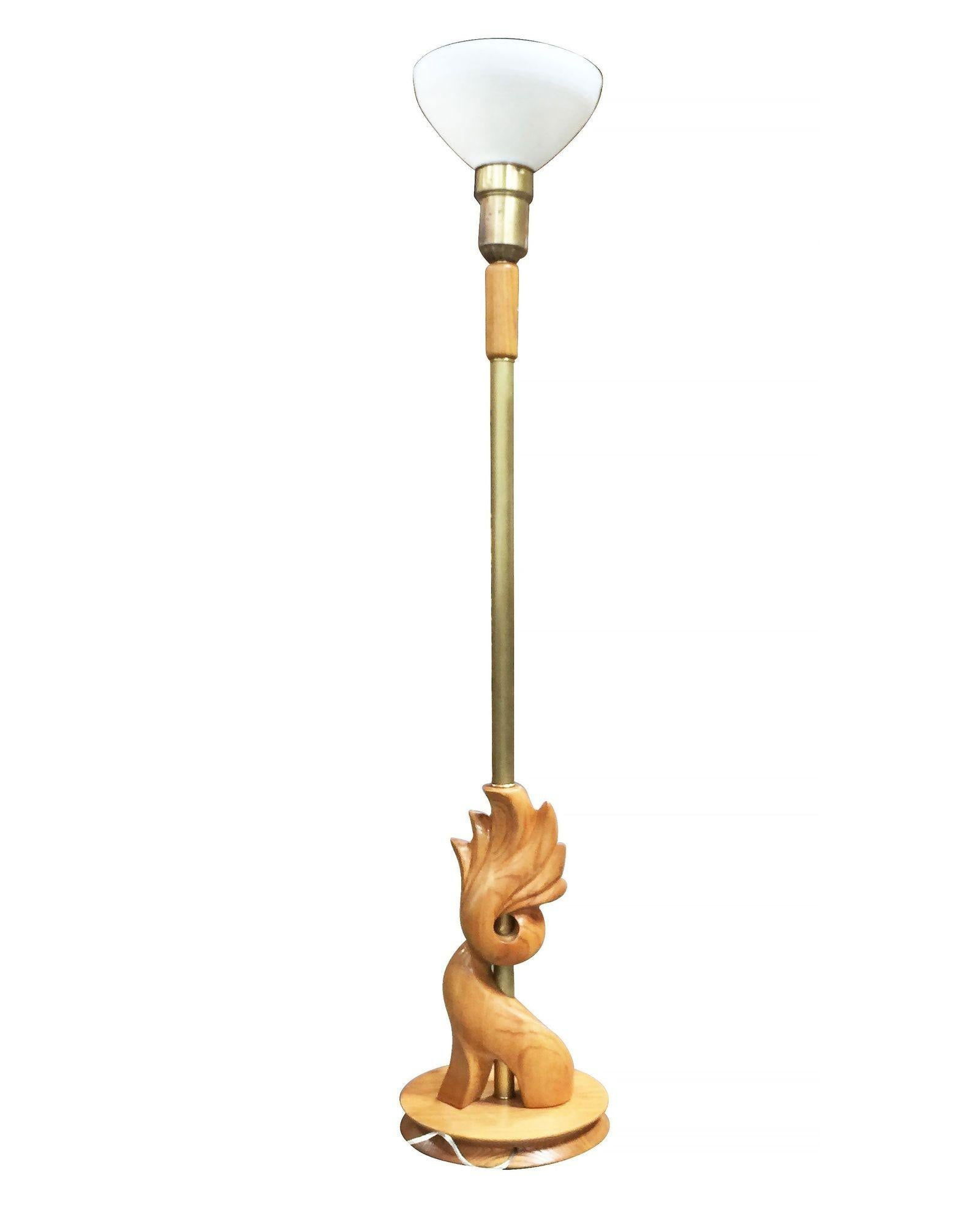 Heifetz Style Hand Carved Torchère Floor Lamp - 3