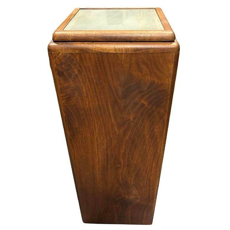 31" Art Deco Black Walnut Sculpted Waterfall Lighted Pedestal Display - 8