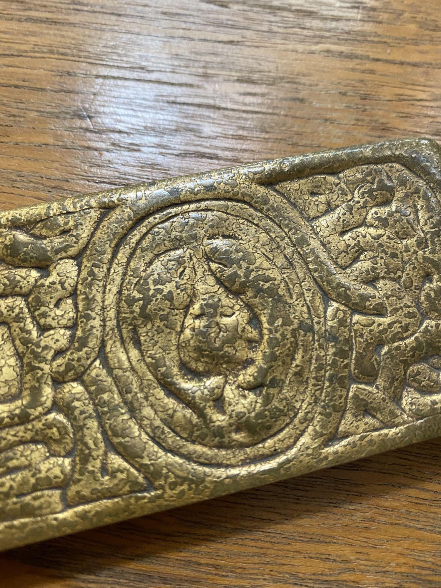 Tiffany Studios Gold Dore Bronze Acid Etched Zodiac 19" Blotter Ends, Pair #994 - 15