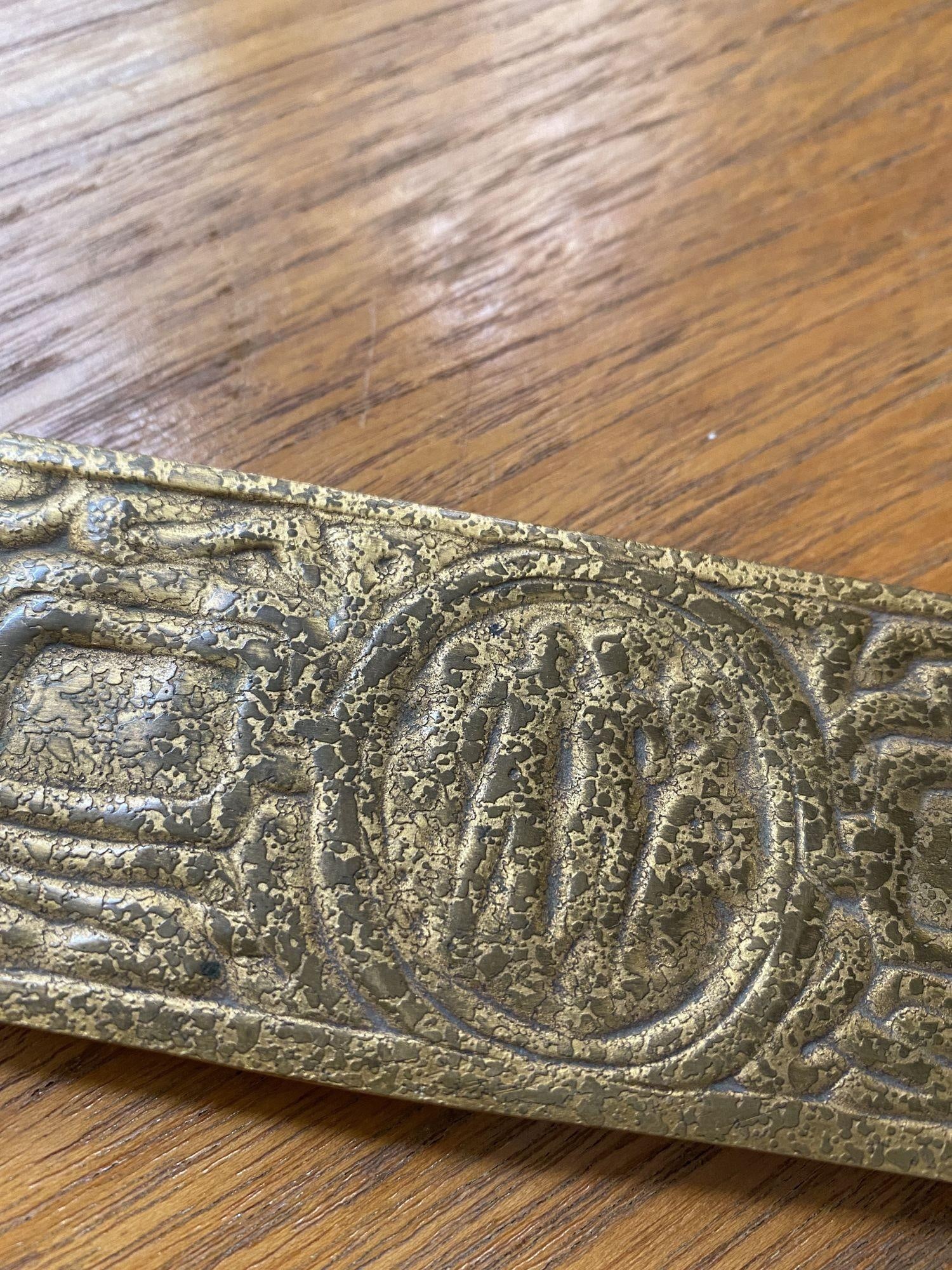 Tiffany Studios Gold Dore Bronze Acid Etched Zodiac 19" Blotter Ends, Pair #994 - 17