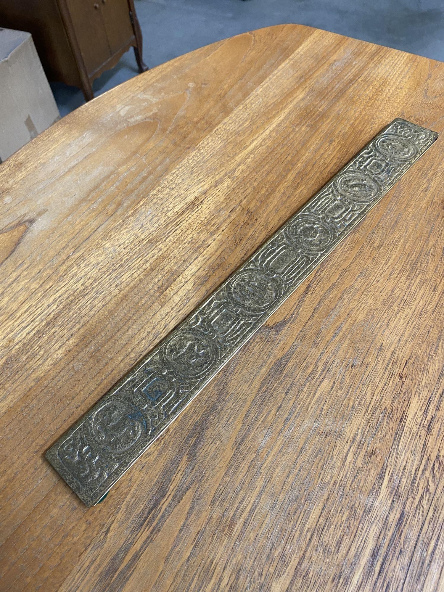 Tiffany Studios Gold Dore Bronze Acid Etched Zodiac 19" Blotter Ends, Pair #994 - 4