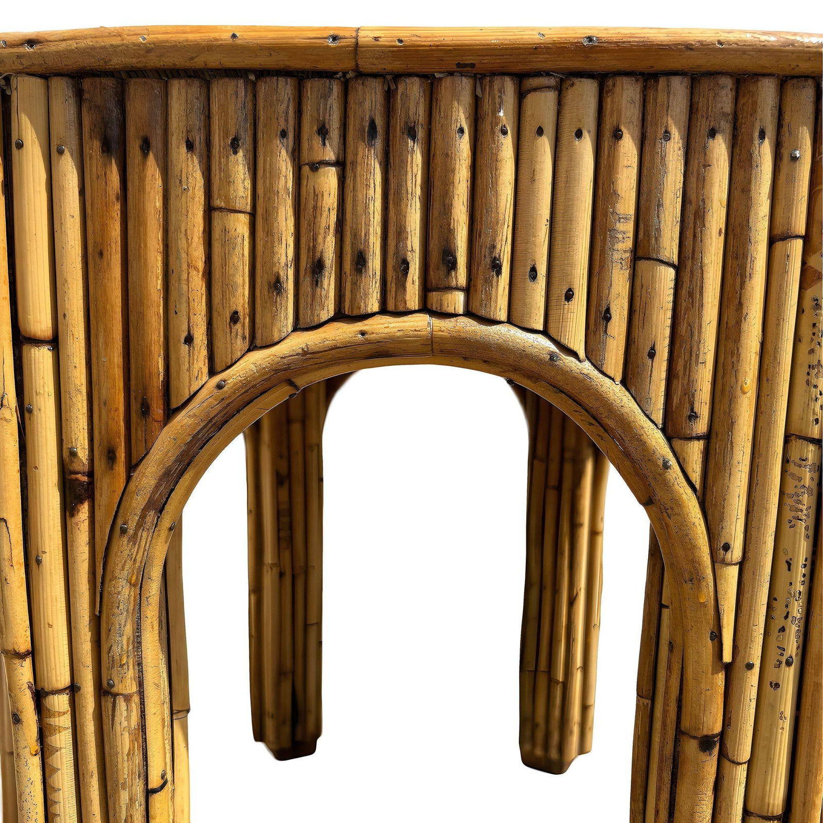 Restored Victorian Reed Stick Rattan Hexagon Arched Side Table - 12