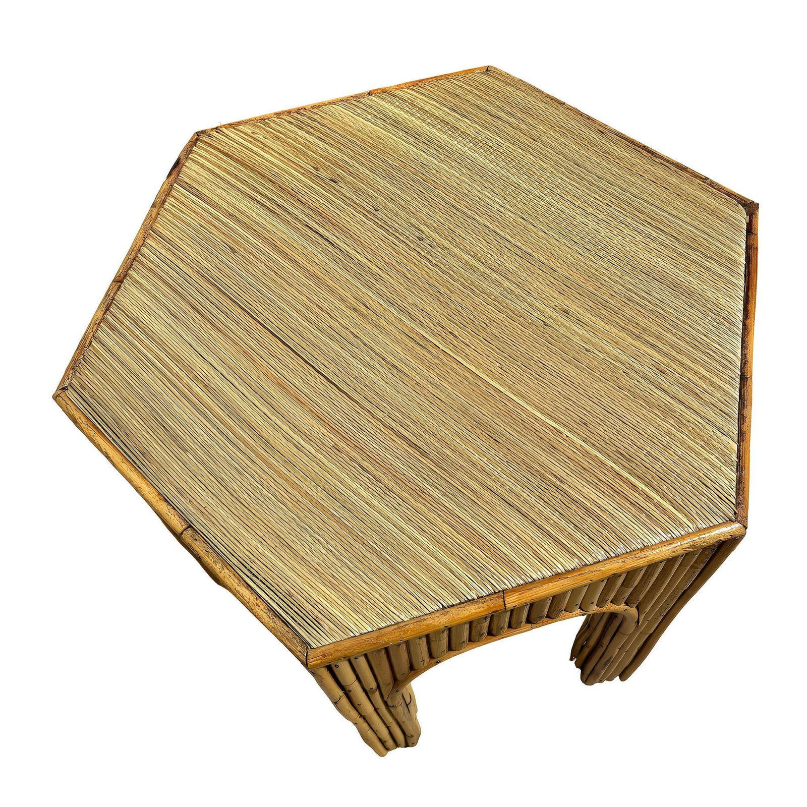 Restored Victorian Reed Stick Rattan Hexagon Arched Side Table - 9