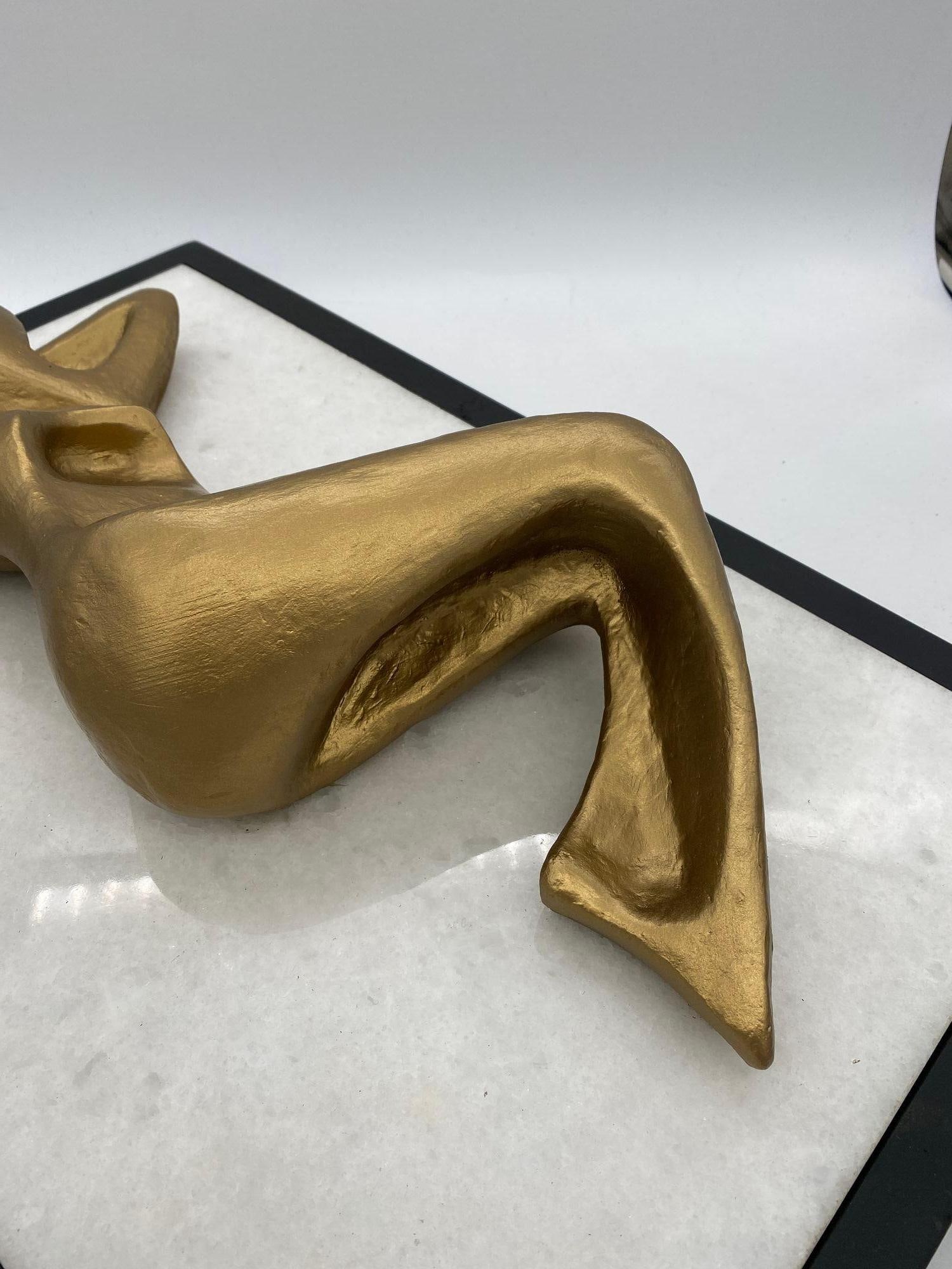 Abstract Bronze Female Sculpture on white Marble Base - 7