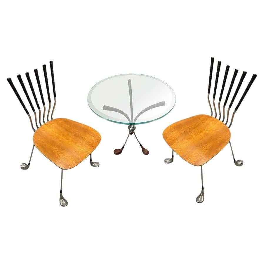 Mid Century Modernist Golf club Side Table w/ Matching Chairs - 7