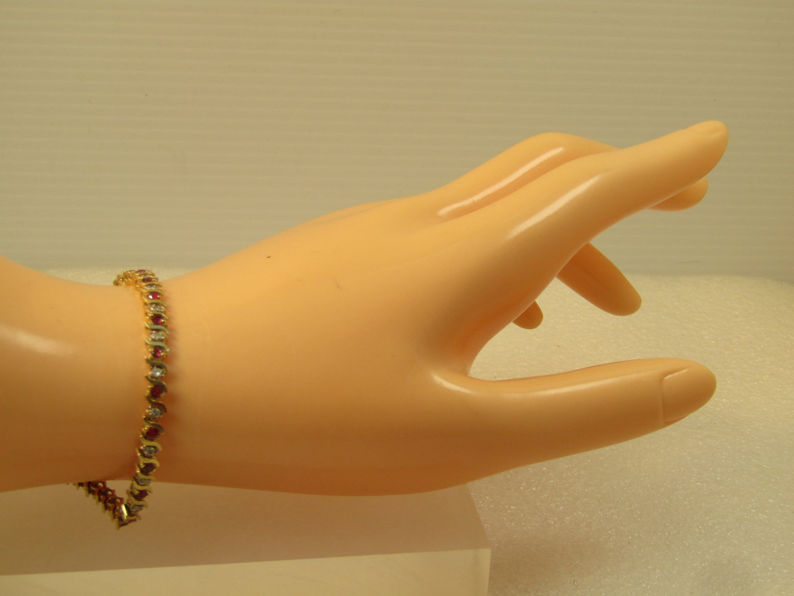 Vintage 14kt Ruby & Diamond Tennis Bracelet, 7.25", Signed, 1980's - 6