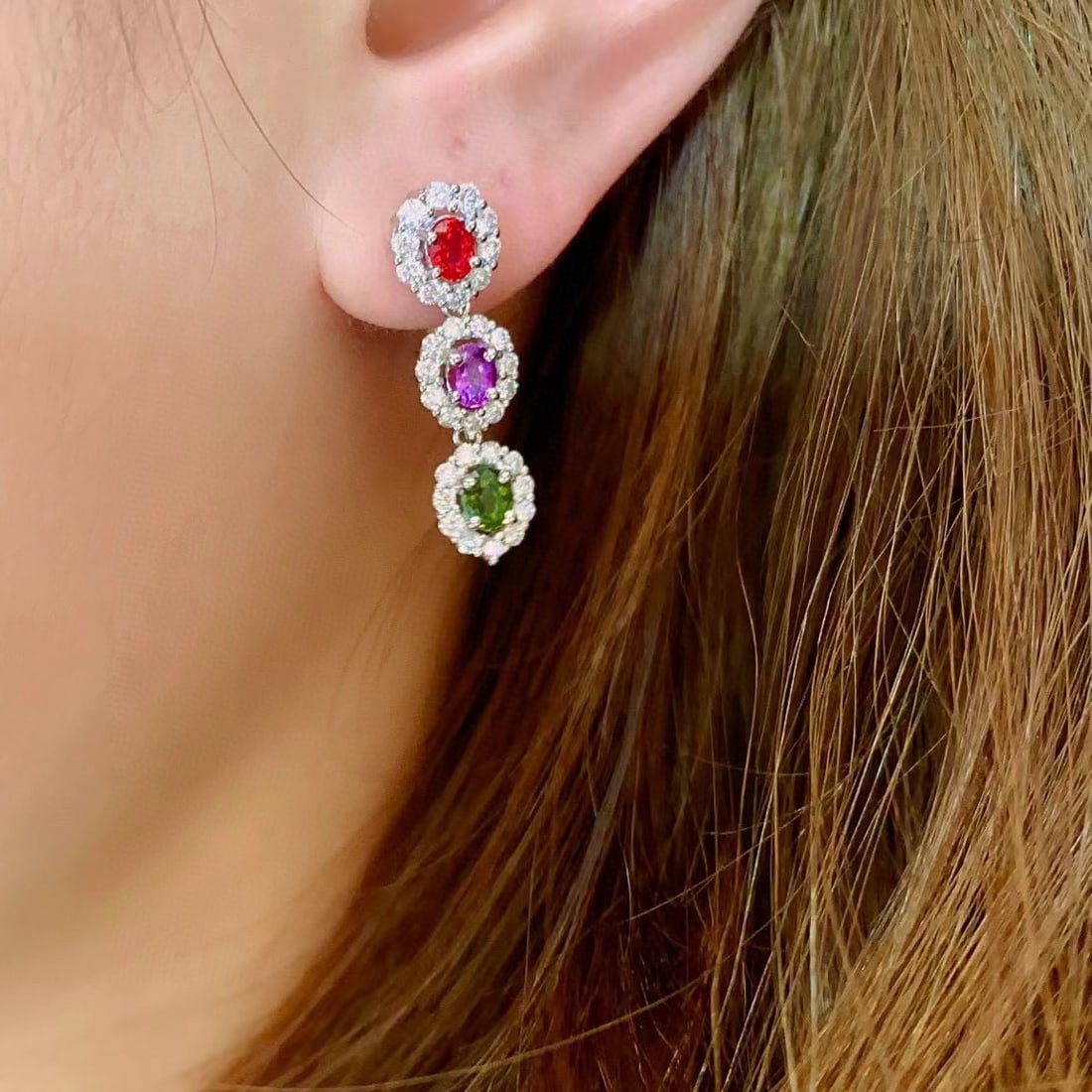 14K GOLD 2.7 CTW NATURAL SAPPHIRE & DIAMOND EARRINGS - 3