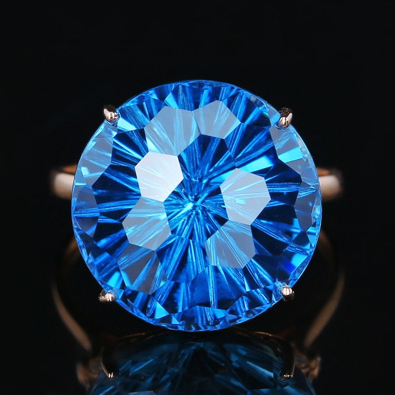 14K GOLD 19.00 CTW NATURAL TOPAZ & DIAMOND RING (1 of 8)