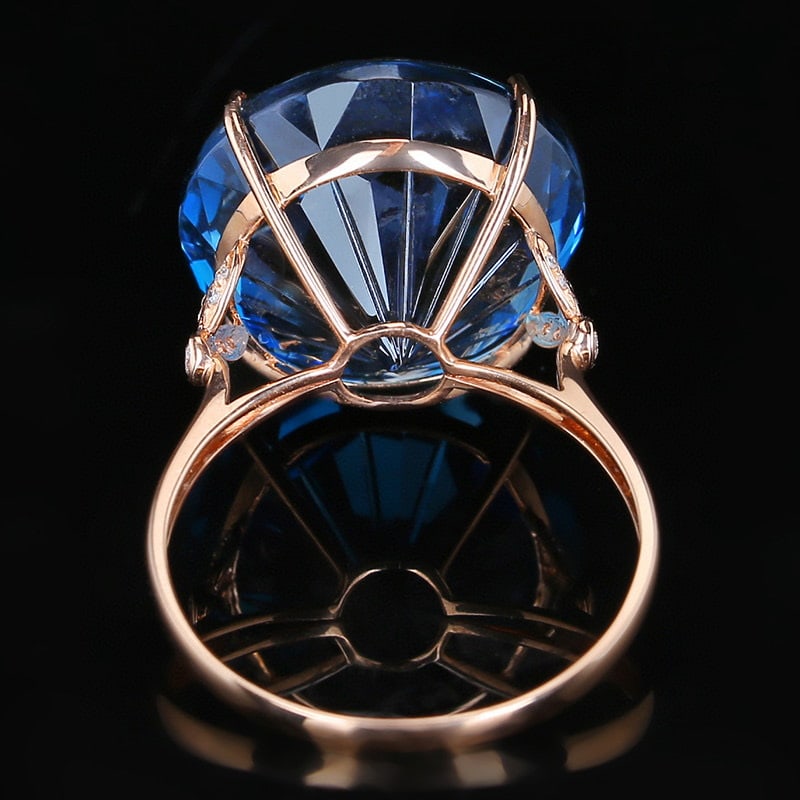 14K GOLD 19.00 CTW NATURAL TOPAZ & DIAMOND RING - 5