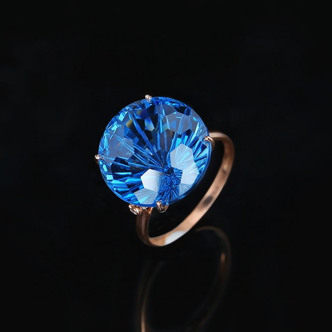 14K GOLD 19.00 CTW NATURAL TOPAZ & DIAMOND RING - 7
