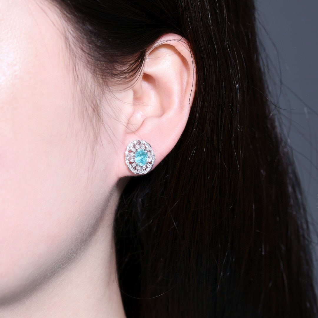 14K GOLD 2.36 CTW NATURAL PARAIBA TOURMALINE & DIAMOND EARRINGS - 4