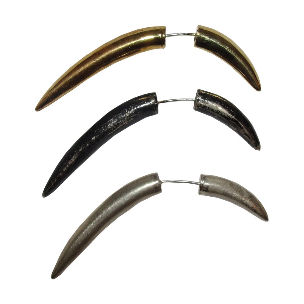 Antique Finish Sterling Silver Tusk Horn Earrings Alberto Juan - 4