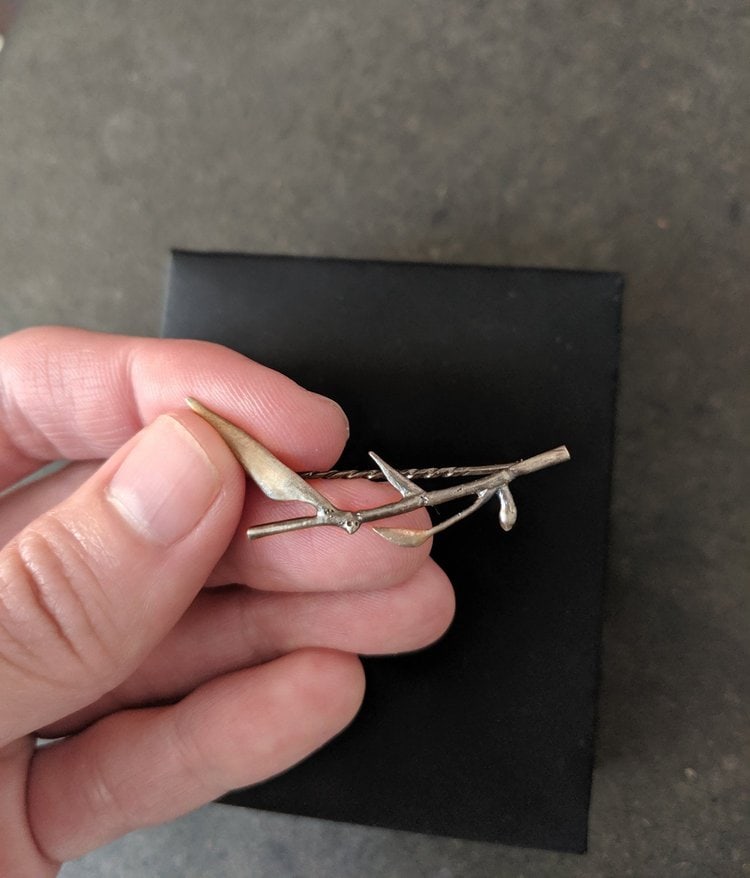 Bamboo Brooch in Silver - 2