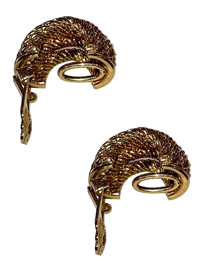 Christian Dior Gold Plated Twisted Rope Half Hoop Earrings - 5