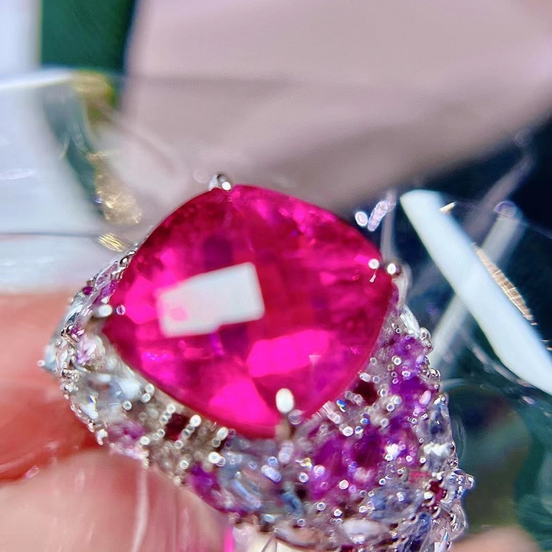 14K GOLD 5.14 CTW NATURAL TOURMALINE & DIAMOND RING - 2