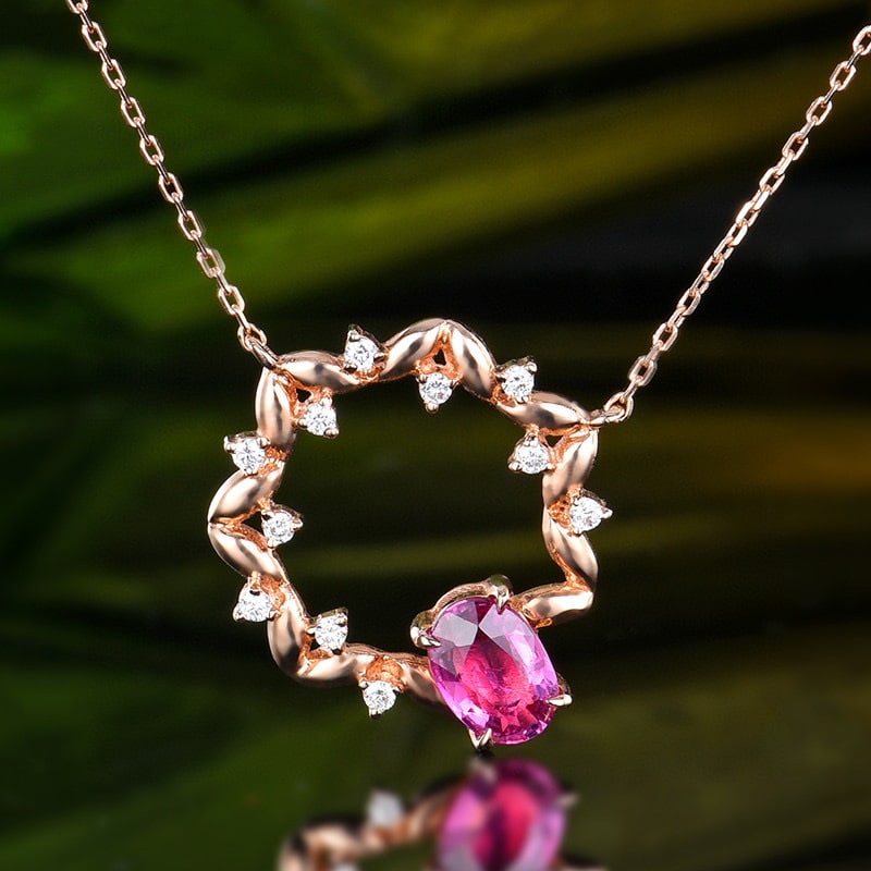 14K GOLD 0.72 CTW NATURAL PADPARADSCHA SAPPHIRE & DIAMOND NECKLACE: Title:14K GOLD 0.72 CTW NATURAL PADPARADSCHA SAPPHIRE & DIAMOND NECKLACEDescription:Ref:230528630Gold Content:14K GoldMain Gemstone:Padparadscha SapphireNumber of stones:1Shape:OvalCarat