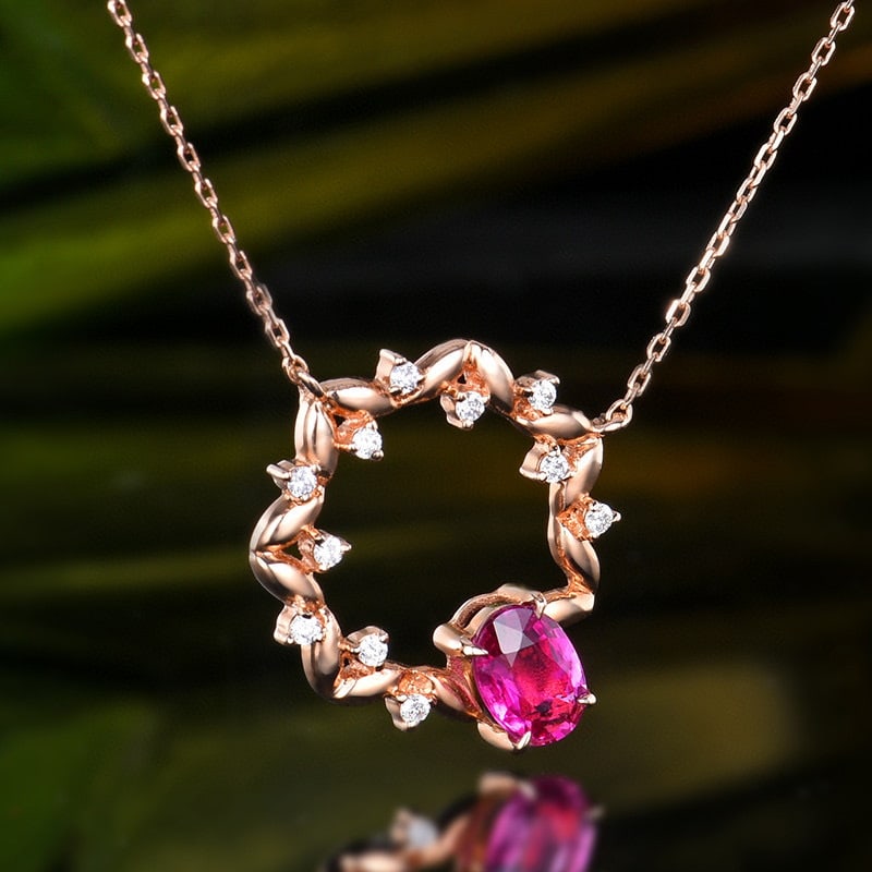 14K GOLD 0.72 CTW NATURAL PADPARADSCHA SAPPHIRE & DIAMOND NECKLACE - 3