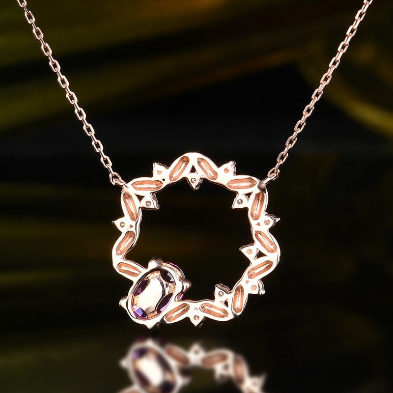 14K GOLD 0.72 CTW NATURAL PADPARADSCHA SAPPHIRE & DIAMOND NECKLACE - 4