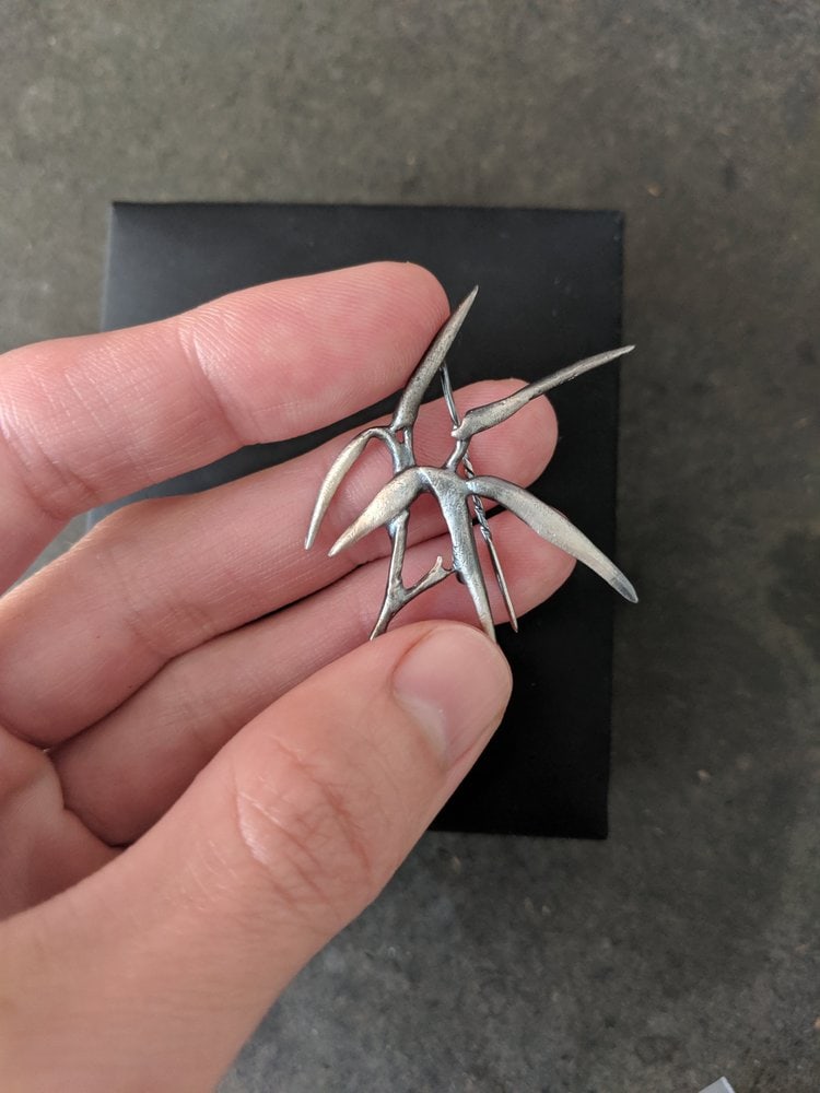 Bamboo Brooch in Silver - 6