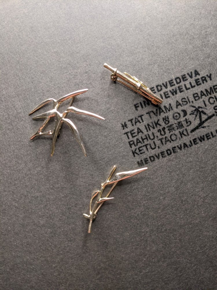 Bamboo Brooch in Silver - 5