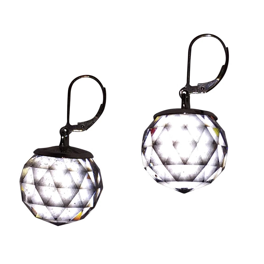 Sterling Crystal Faceted Orb Dangle Earrings - 3