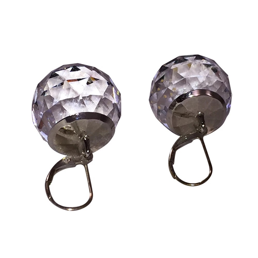 Sterling Crystal Faceted Orb Dangle Earrings - 4