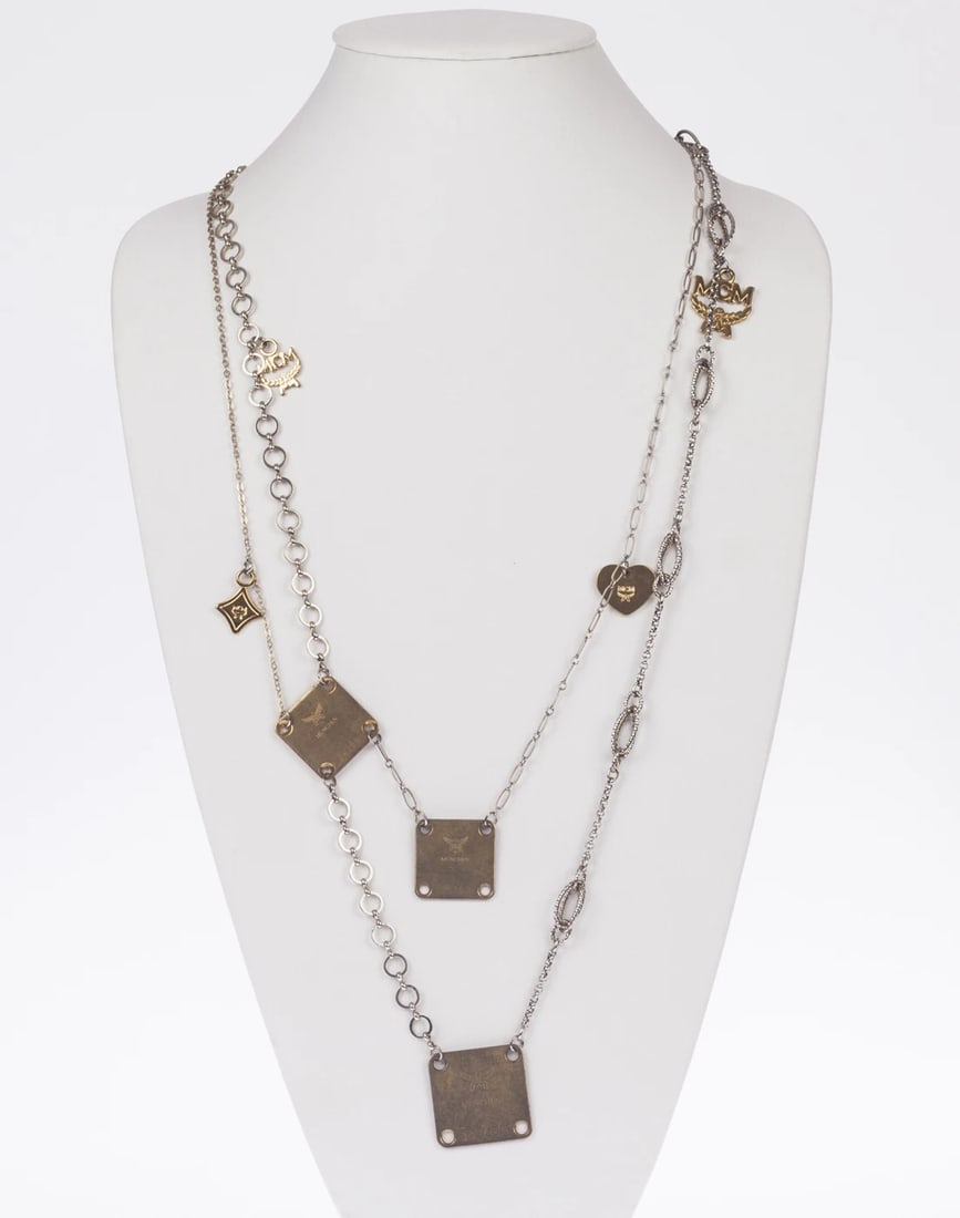 MCM Brass Tag Flapper Necklace - 2