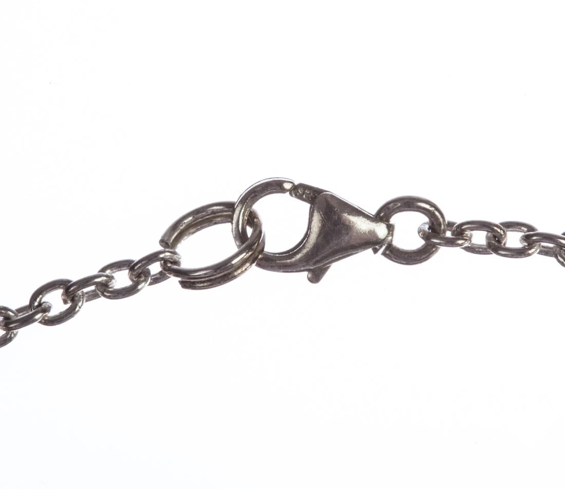 Hand Made Sterling Silver Labradorite and Quartz Crystal Bead Necklace - 7