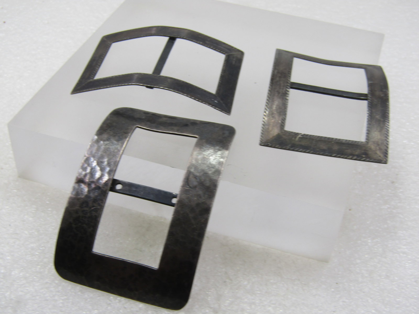 Vintage 3 Sterling Buckle Lot, Signed B.B.&B. and TPS, 1910-1930's - 2