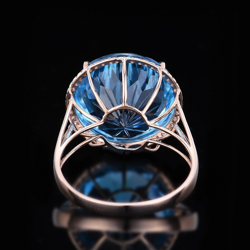 14K GOLD 12.2 CTW NATURAL TOPAZ & DIAMOND RING - 5