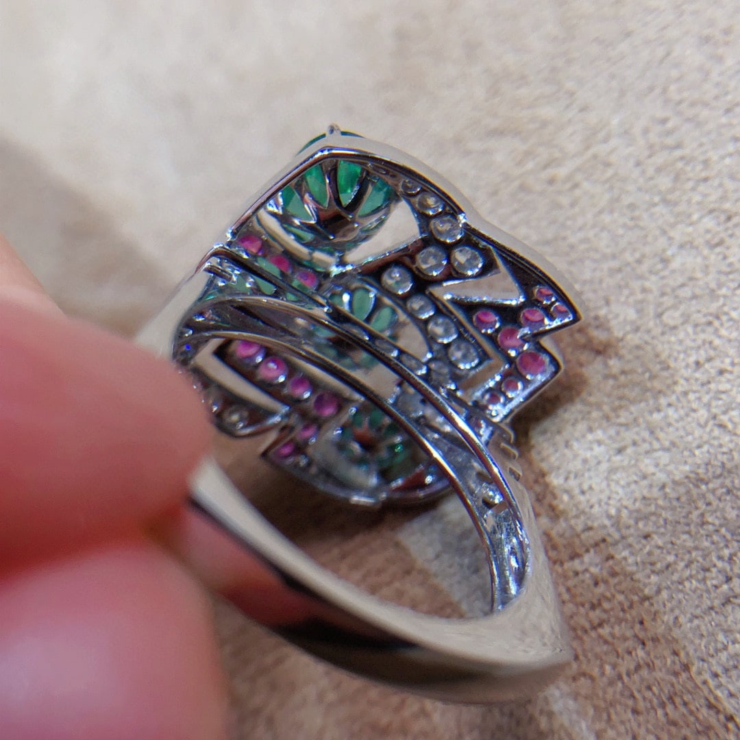 14K GOLD 1.95 CTW NATURAL EMERALD & DIAMOND RING - 3