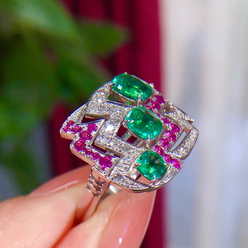 14K GOLD 1.95 CTW NATURAL EMERALD & DIAMOND RING - 5