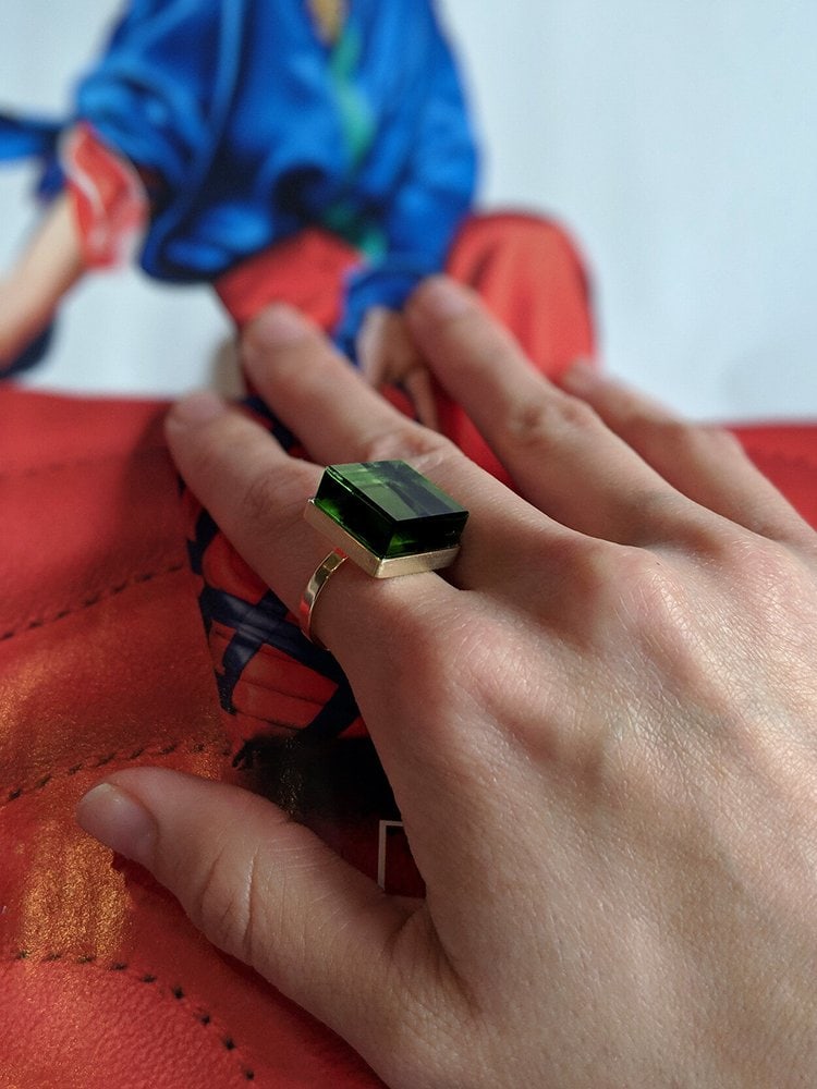 Ring with Green Quartz - 7