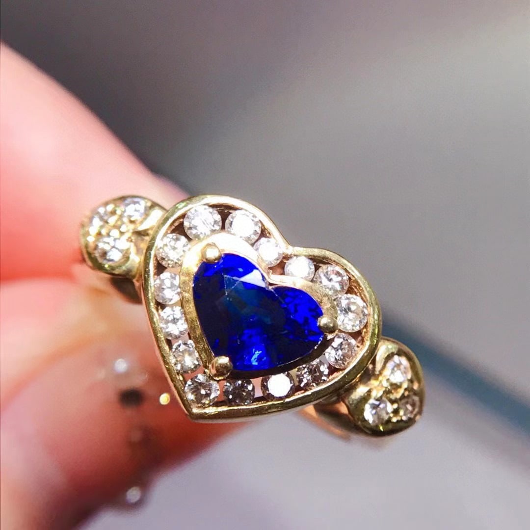 14K GOLD 1.42 CTW NATURAL SAPPHIRE & DIAMOND RING - 2