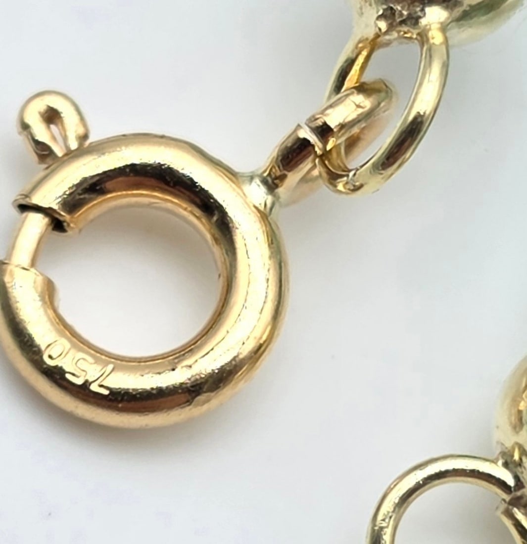 Necklace composed of 7 mm and 7.2 mm Akoya pearls, high-quality chrysoprase spacers (apple-shaped), - 2