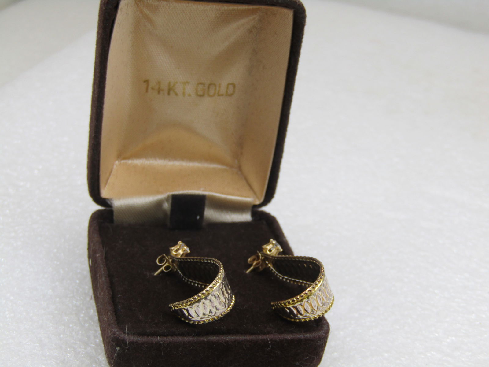 Vintage 14kt CZ Stud Drop Convertible Earrings, Pierced, 1" Signed DQ - 7