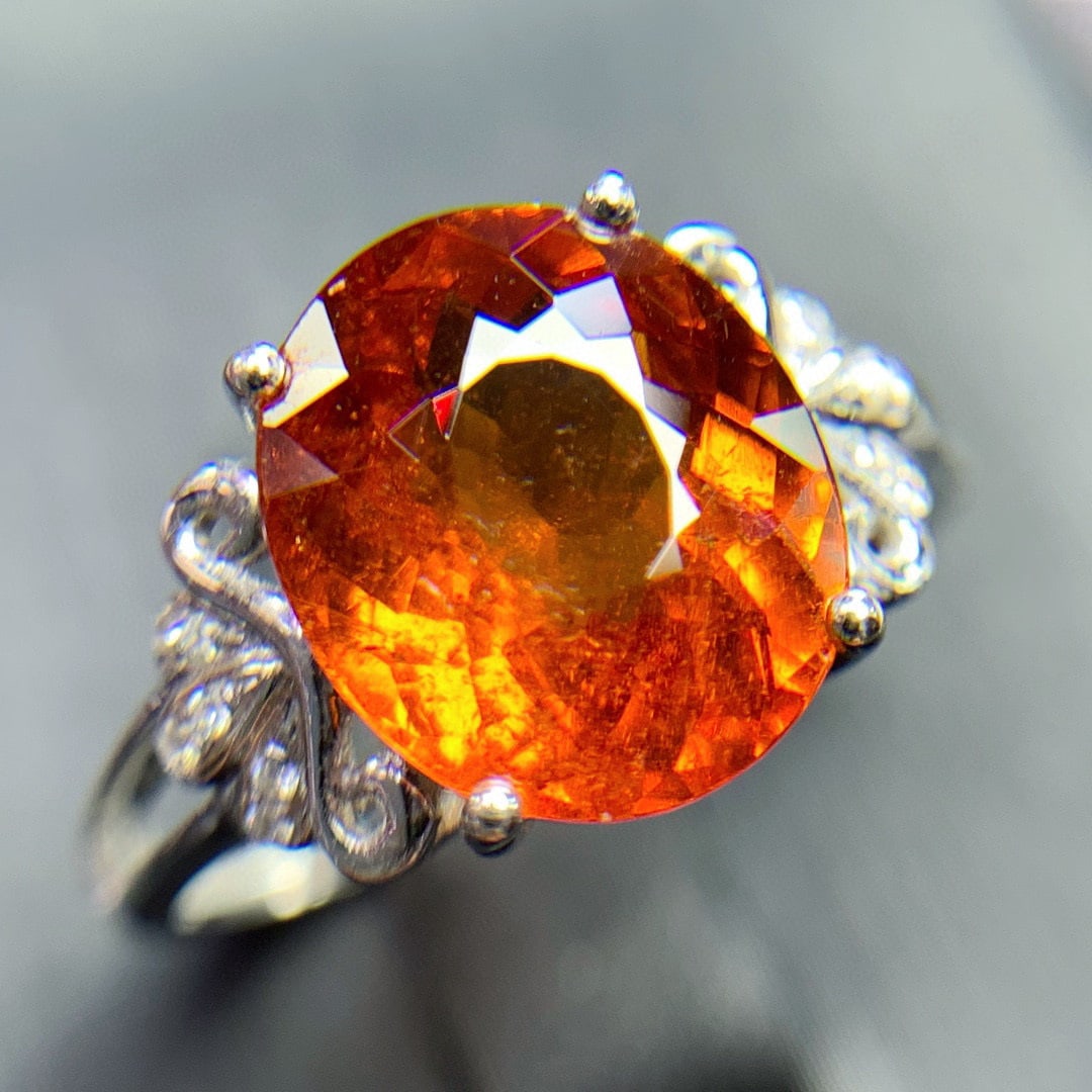 14K GOLD 4.7 CT NATURAL PARTSCHINITE & DIAMOND RING - 4