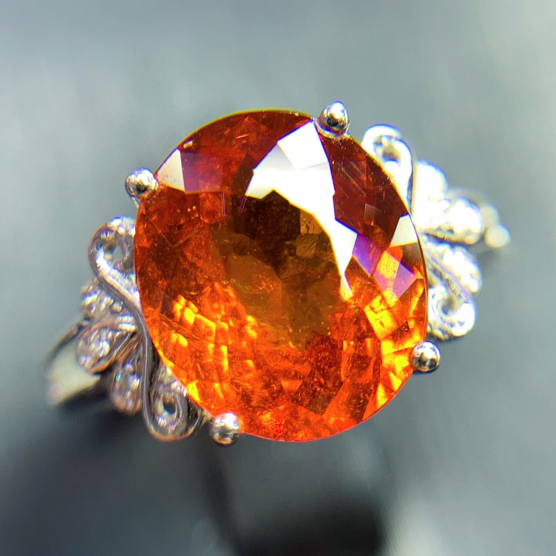 14K GOLD 4.7 CT NATURAL PARTSCHINITE & DIAMOND RING - 5