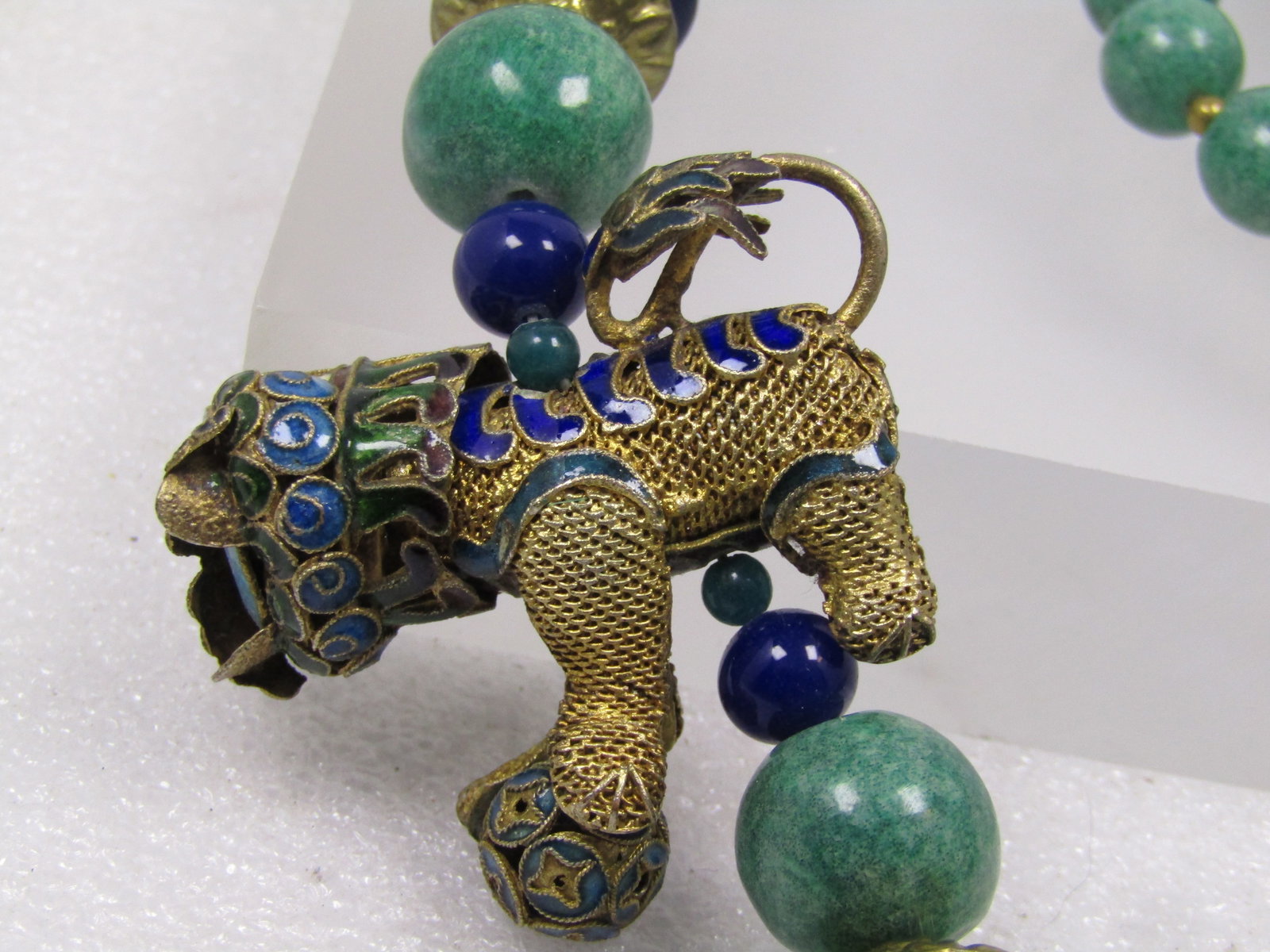 Vintage Chinese Import Foo Dog Beaded Necklace, 28" Pre Mid Century - 7