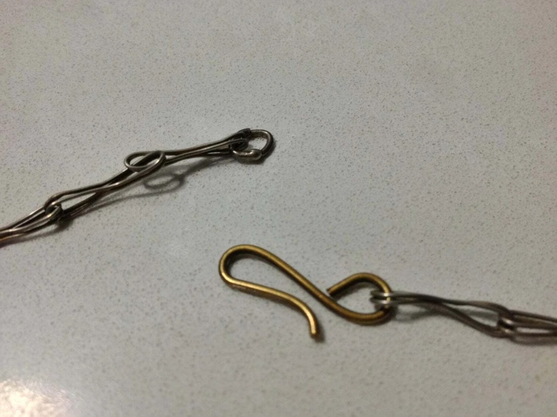 Sterling Silver Necklace with Brass Closure and Sterling Silver Ethnic Pendant - 5