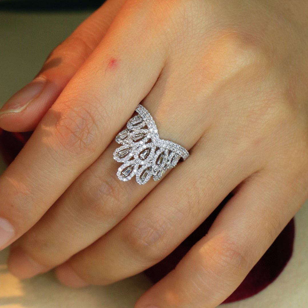 14K GOLD 0.75 CT NATURAL H DIAMOND RING - 4