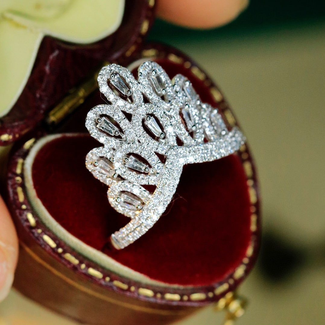 14K GOLD 0.75 CT NATURAL H DIAMOND RING - 7