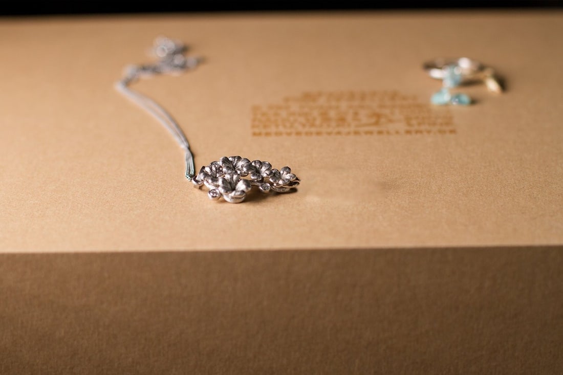 Sterling Silver Plum Blossom Pendant with Topaz - 4